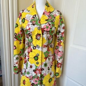 Designer Spring Floral Yellow Coat